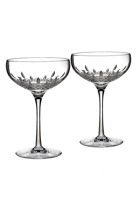 Lismore Essence Set of 2 Lead Crystal Champagne Saucers