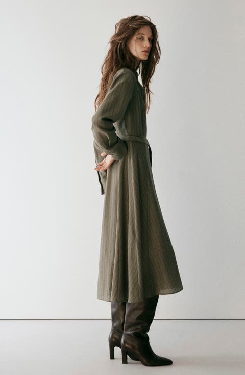 Belted Long Sleeve Shirtdress