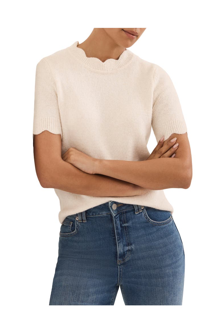 Scallop Knit Top, Alternate, color, Cream