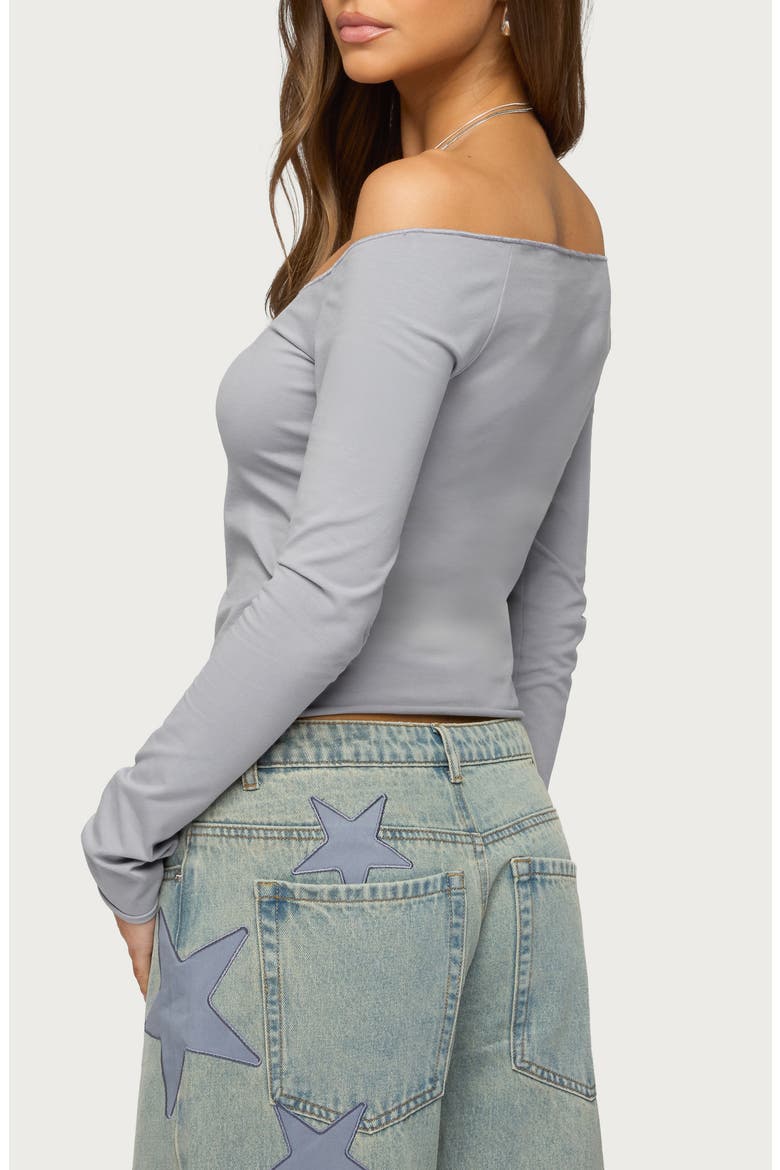 Nattie Off the Shoulder V-Neck Top, Alternate, color, DARK-GRAY