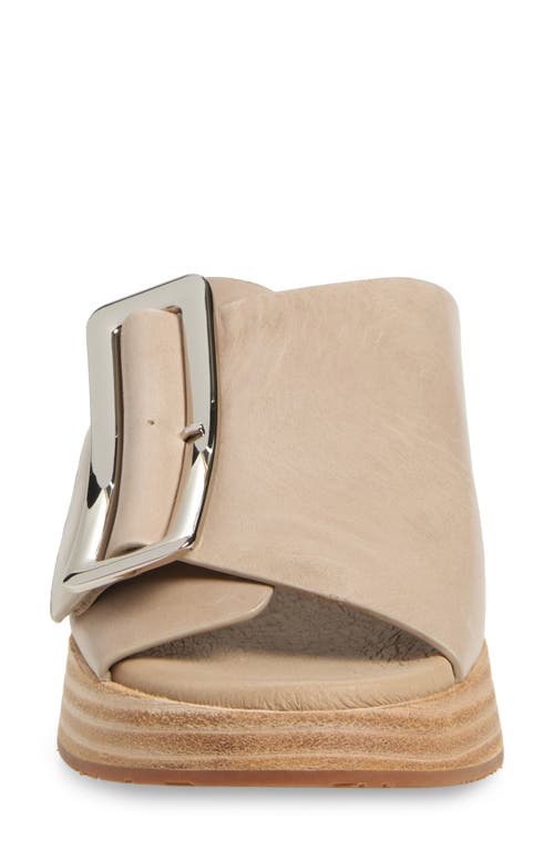 Chocolat Blu Ela Platform Wedge Slide Sandal In White Sand Leather