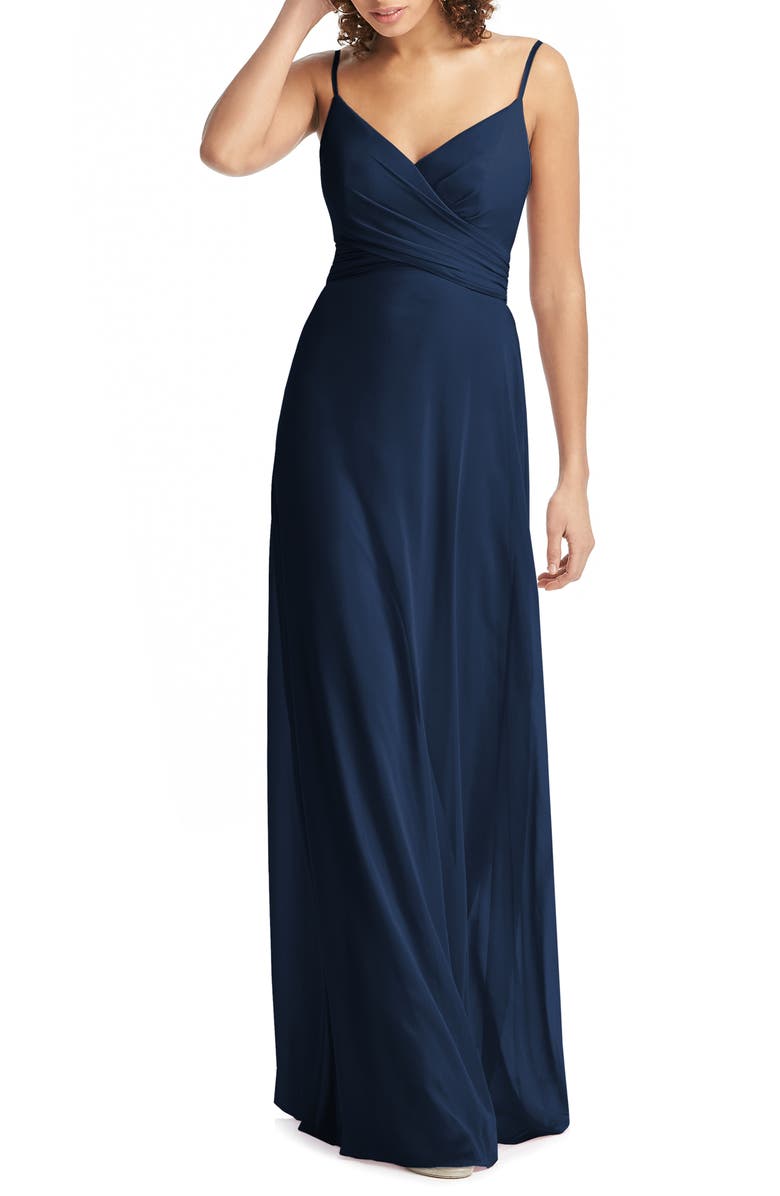 Social Bridesmaids Crossover V-Neck Chiffon Trumpet Gown, Main, color,
