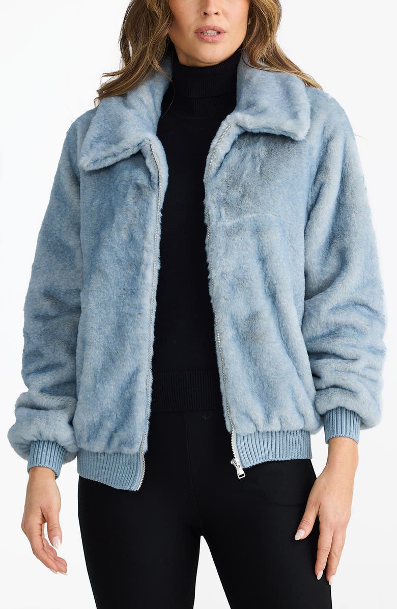 Brave+True Celeste Faux Fur Bomber Jacket, Main, color, Storm