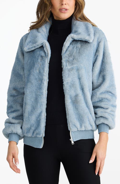 Brave + True Brave+true Celeste Faux Fur Bomber Jacket In Blue