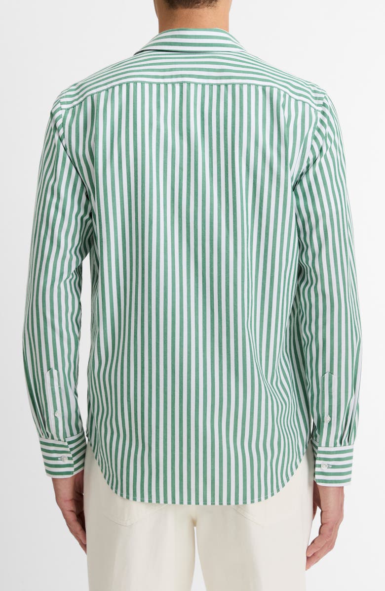 Vince Stripe Classic Fit Button-Up Shirt, Alternate, color, Emerald Green/ Optic White