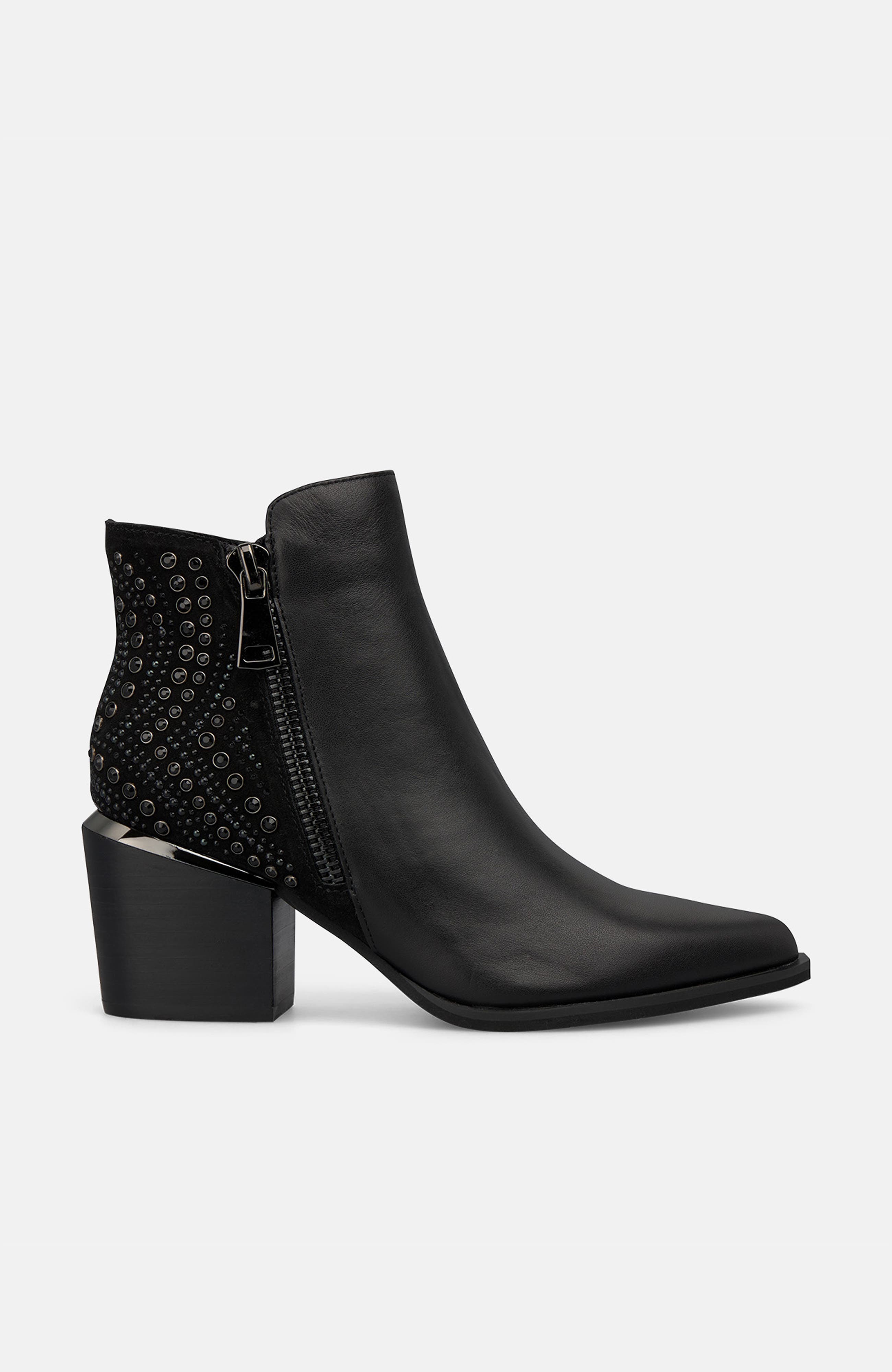 Heeled Bootie  Rhinestone Studs, Alternate, color, Black