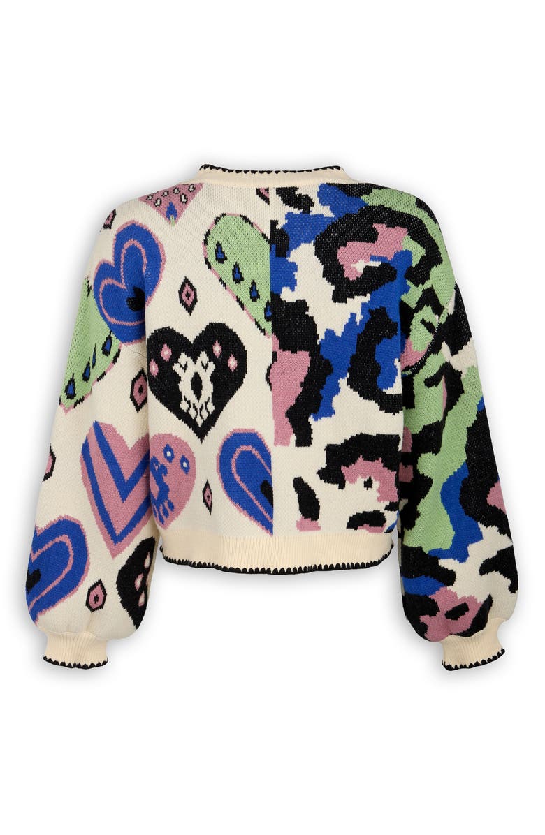 SAACHI Wild Heart Crop Cardigan, Alternate, color, Ivory Multi