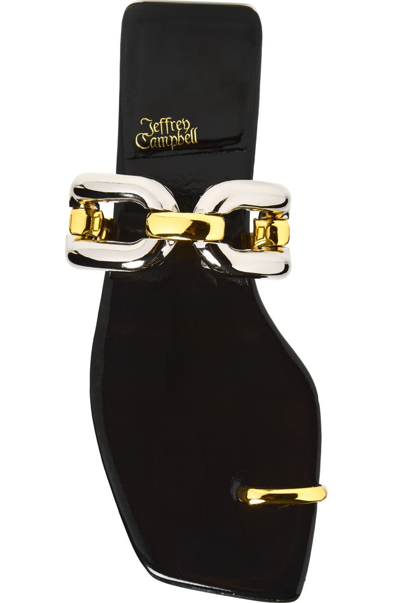 Jeffrey Campbell Guilded-2 Toe Loop Sandal, Alternate, color, Black Patent Combo