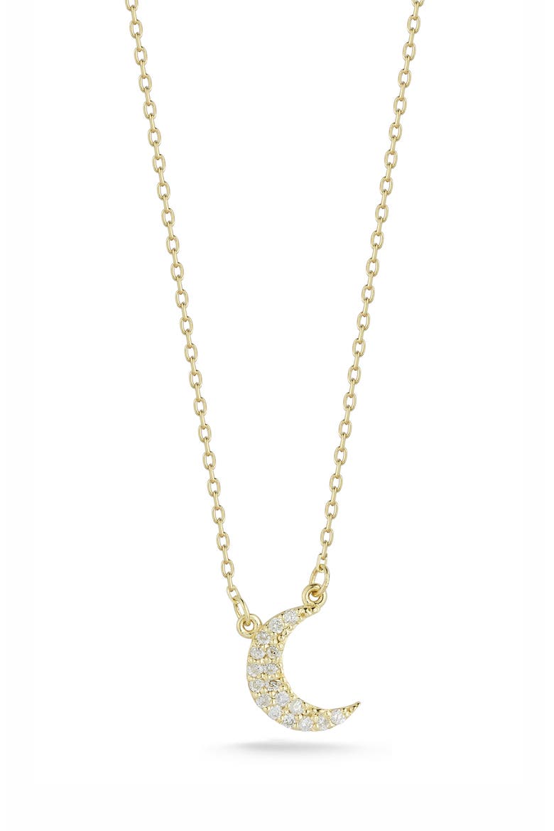 Pavé Diamond Moon Pendant Necklace - 0.08ct., Main, color, GOLD