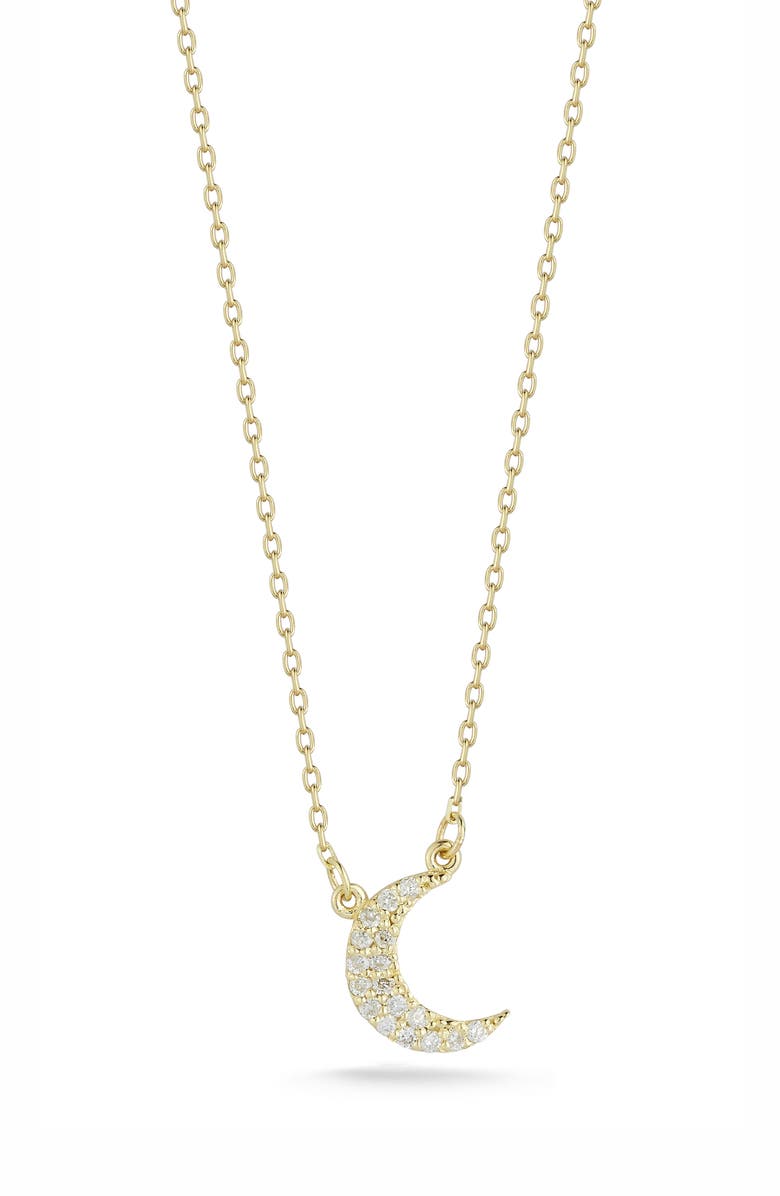 Ember Fine Jewelry Pavé Diamond Moon Pendant Necklace - 0.08ct., Main, color, 