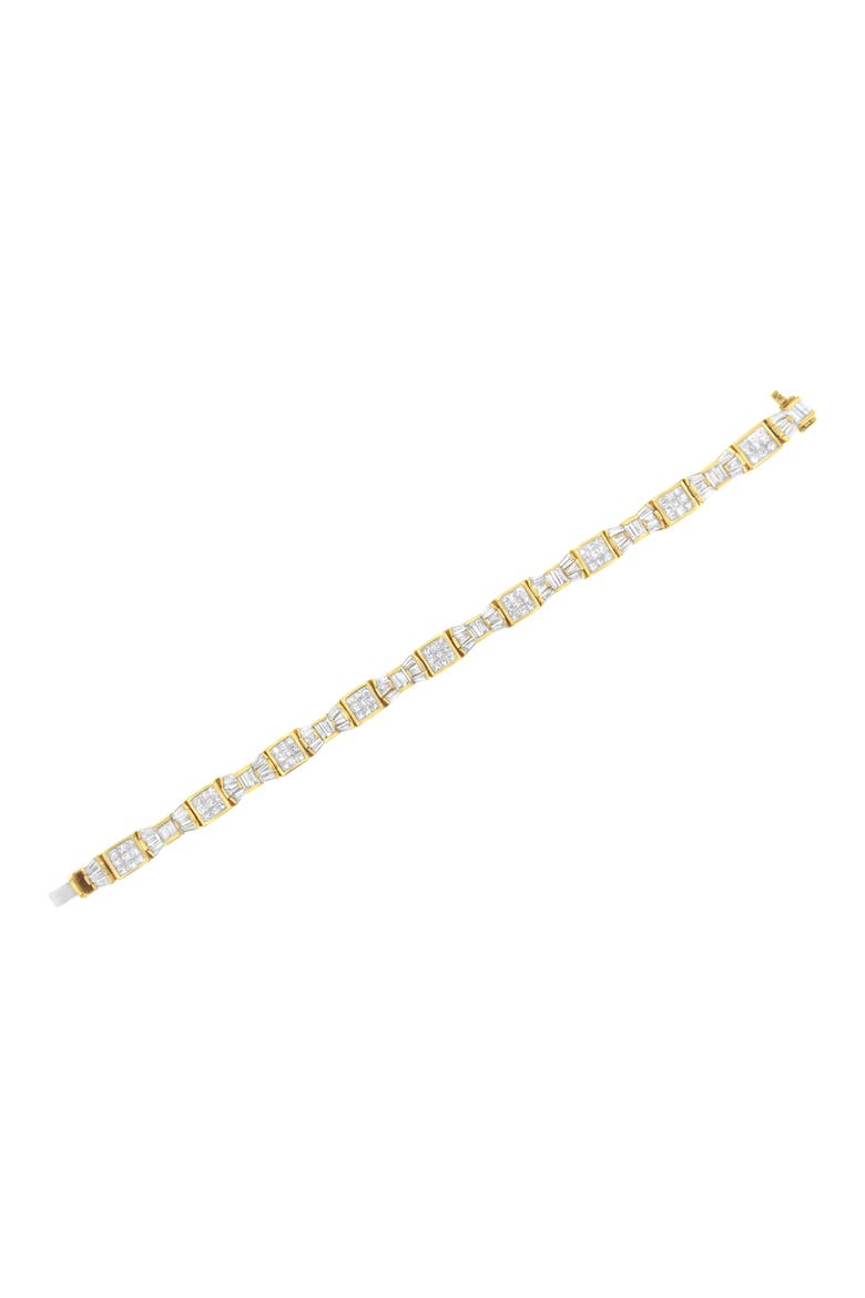 14K Yellow Gold 9.0 Cttw Diamond Alternating Bow and Box Link Bracelet, Alternate, color, Yellow Gold