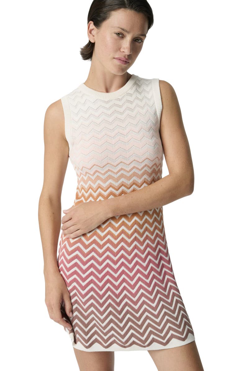 Missoni Sleeveless Chevron Dégradé Cotton And Viscose Mini Dress, Alternate, color, Green& Brown