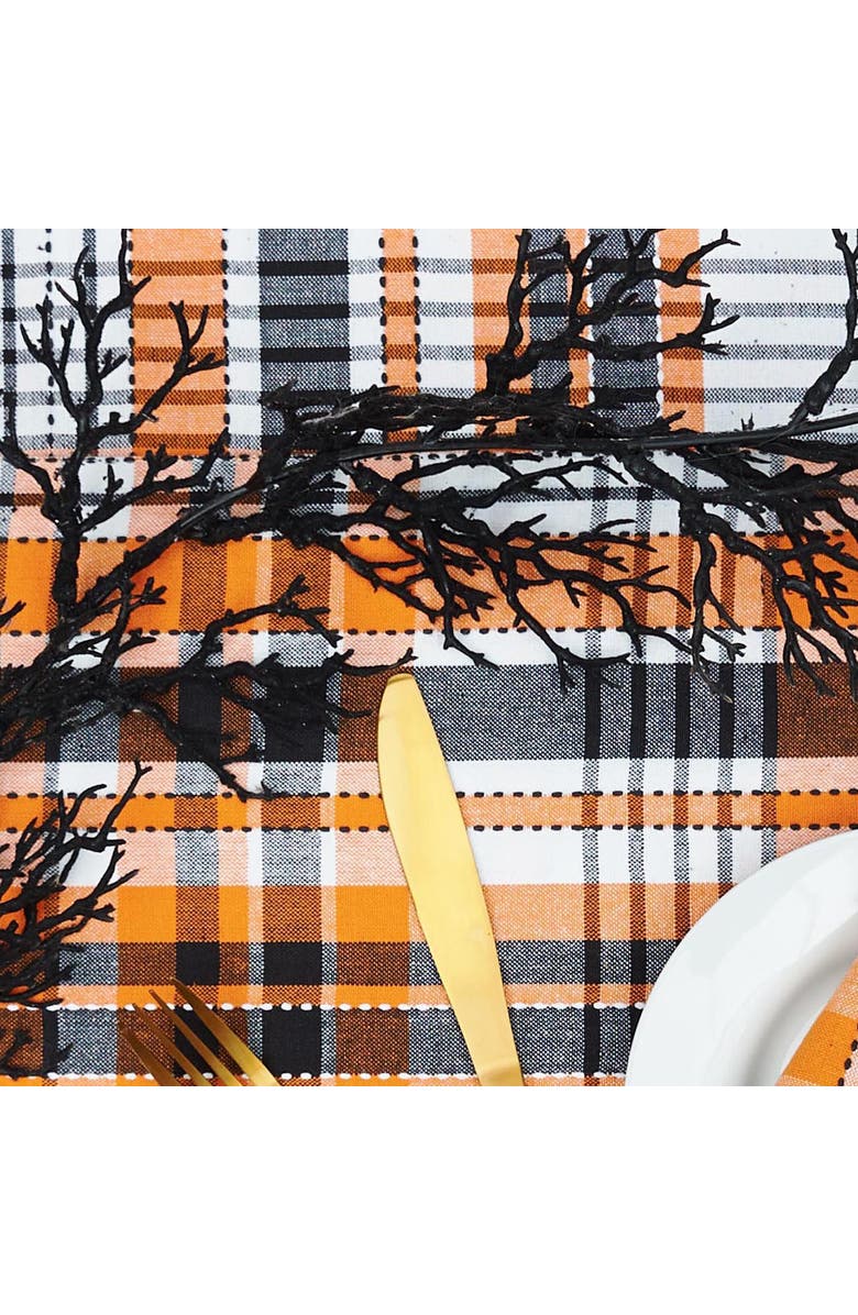 C&F Home Zelda Orange Plaid Halloween 100% Cotton Table Runner 13" x 72", Alternate, color, Off-White