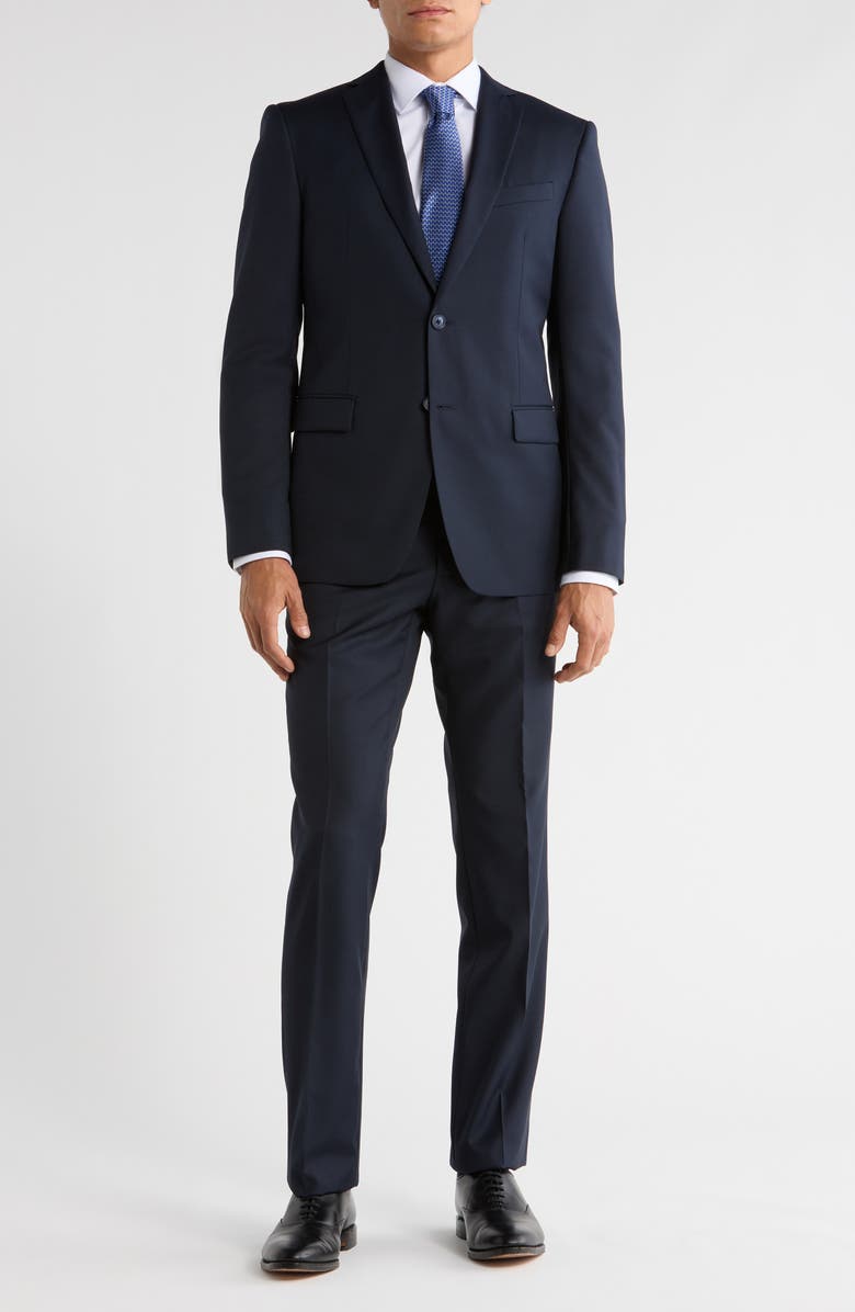 John Varvatos Star USA Two-Button Solid Wool Blend Suit, Main, color, Blue