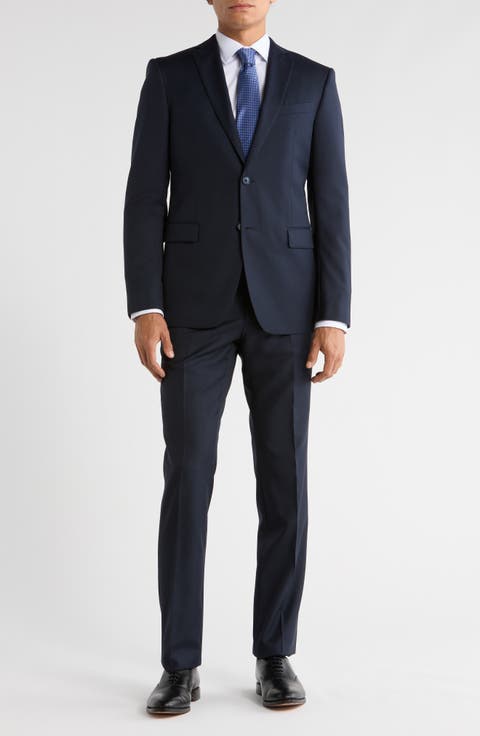 Two-Button Solid Wool Blend Suit