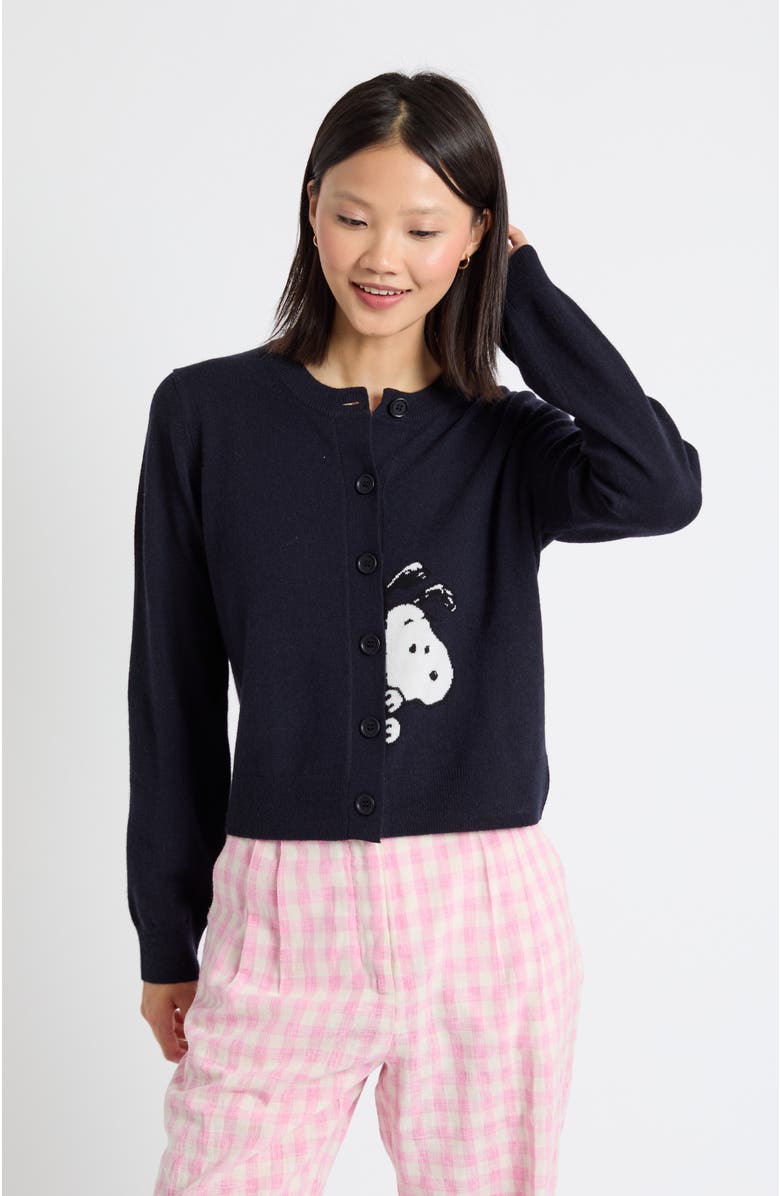 Chinti & Parker Sneaky Snoopy Wool-Cashmere Cardigan, Alternate, color, Navy