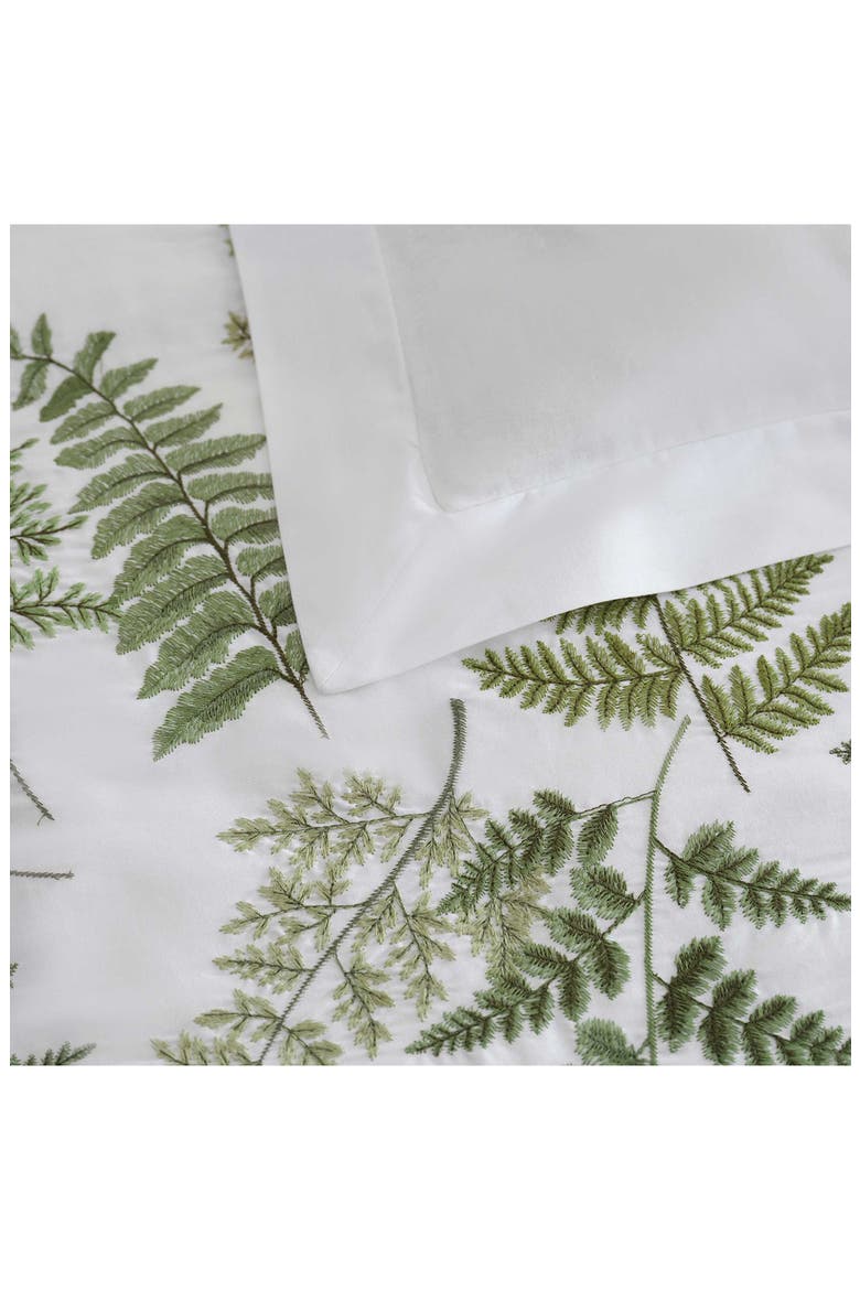 Fern Garden Cotton Percale Duvet Set, Alternate, color, SPARKLING WHITE/ GREEN