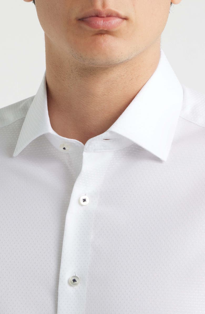 1863 by Eterna Slim Fit Dot Pattern Non-Iron Cotton Dobby Dress Shirt, Alternate, color, White