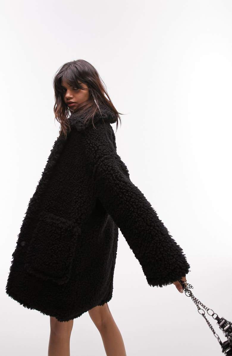 Topshop Chunky Faux Shearling Coat, Alternate, color,