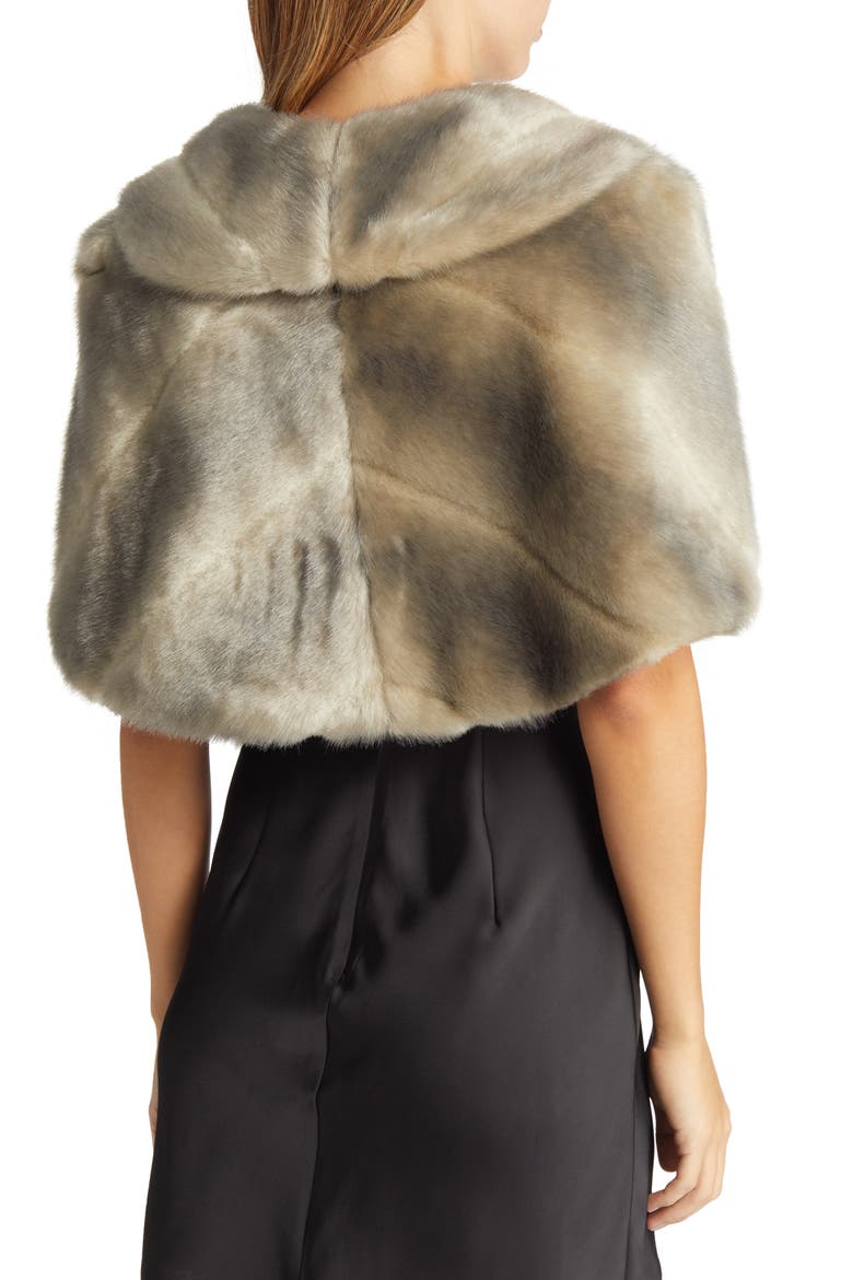 Faux Fur Capelet, Alternate, color, GREY