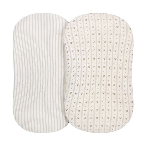 Bassinet Sheets Baby Fitted Bassinet Sheet 2 Pack In Linear Berry Leaf