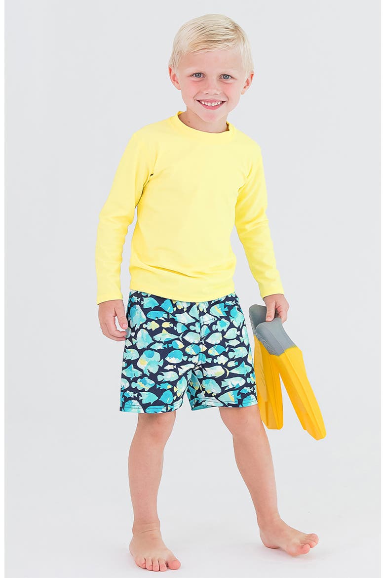 Kids' Fish Print Swim Trunks, Alternate, color, FISH FRIENDS