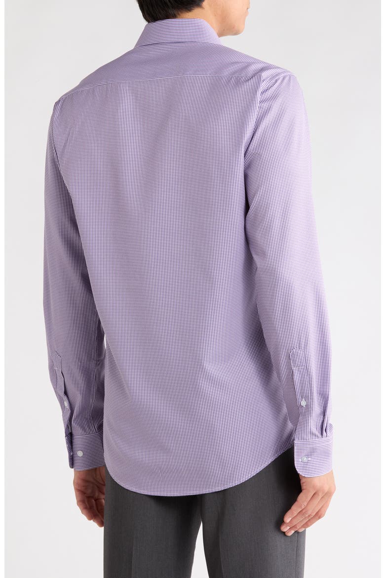 Slim Fit Gingham Stretch Dress Shirt, Alternate, color, WHT/ PURP