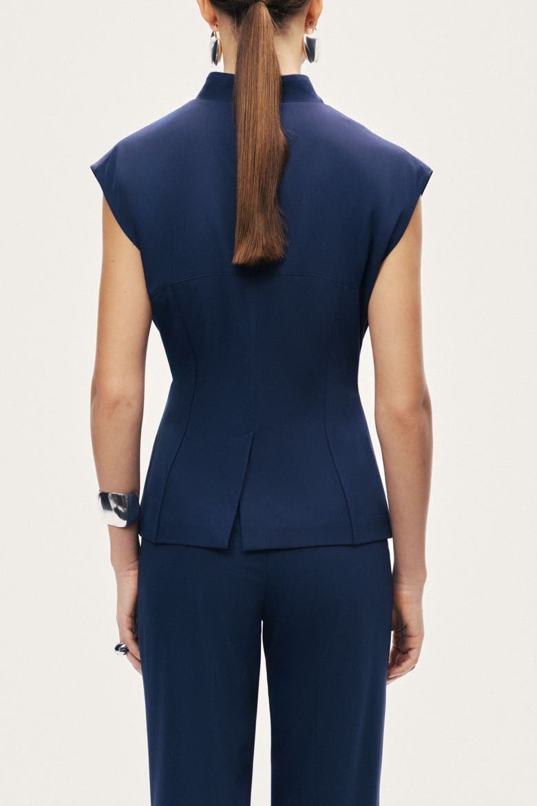 Tailored Sleeveless Vest, Alternate, color, Navy Blue