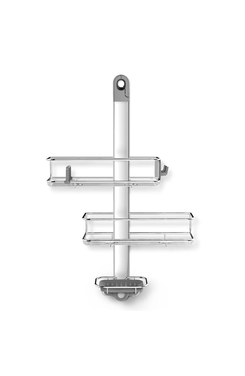 simplehuman adjustable caddy, stainless steel + anodized aluminum, Alternate, color, 