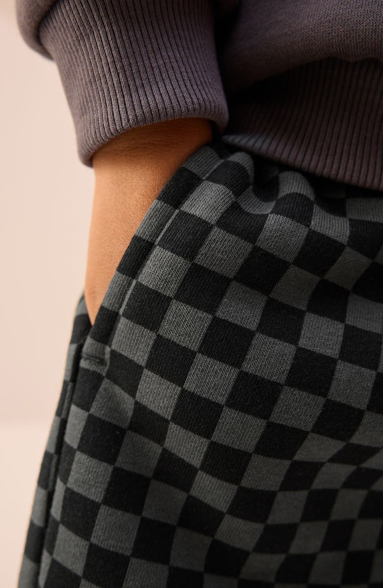 NEXT Kids' Check Jersey Sweatpants, Alternate, color, Black
