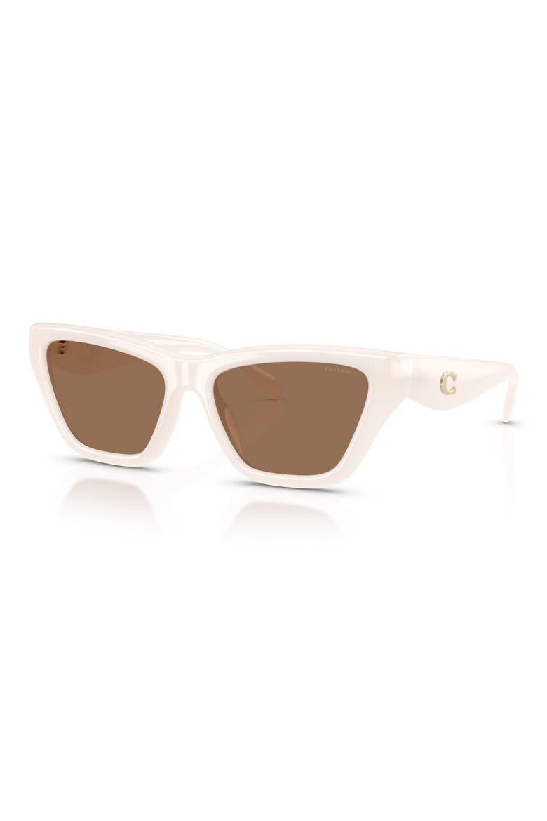 56mm Polarized Cat Eye Sunglasses, Alternate, color, MILKY CLOUD / BROWN SOLID