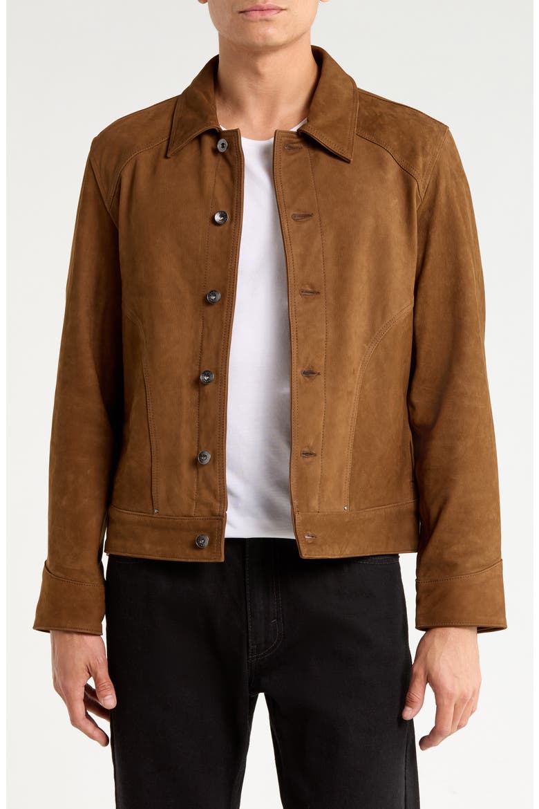 Douglas Seamed Leather Jacket, Main, color, NUTMEG