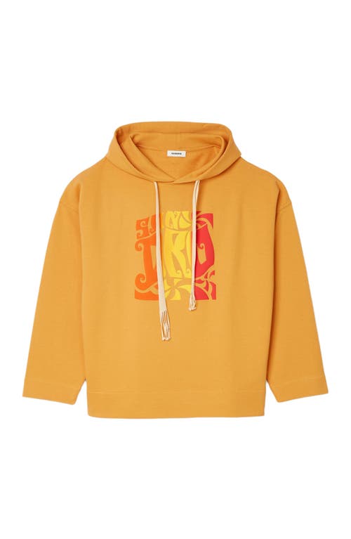 Sandro Graphic Oversized Pullover Hoodie In Mandarin.