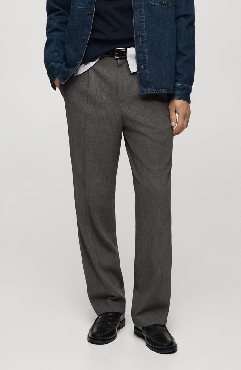 MANGO Pleated Straight Leg Pants, Main, color, 
