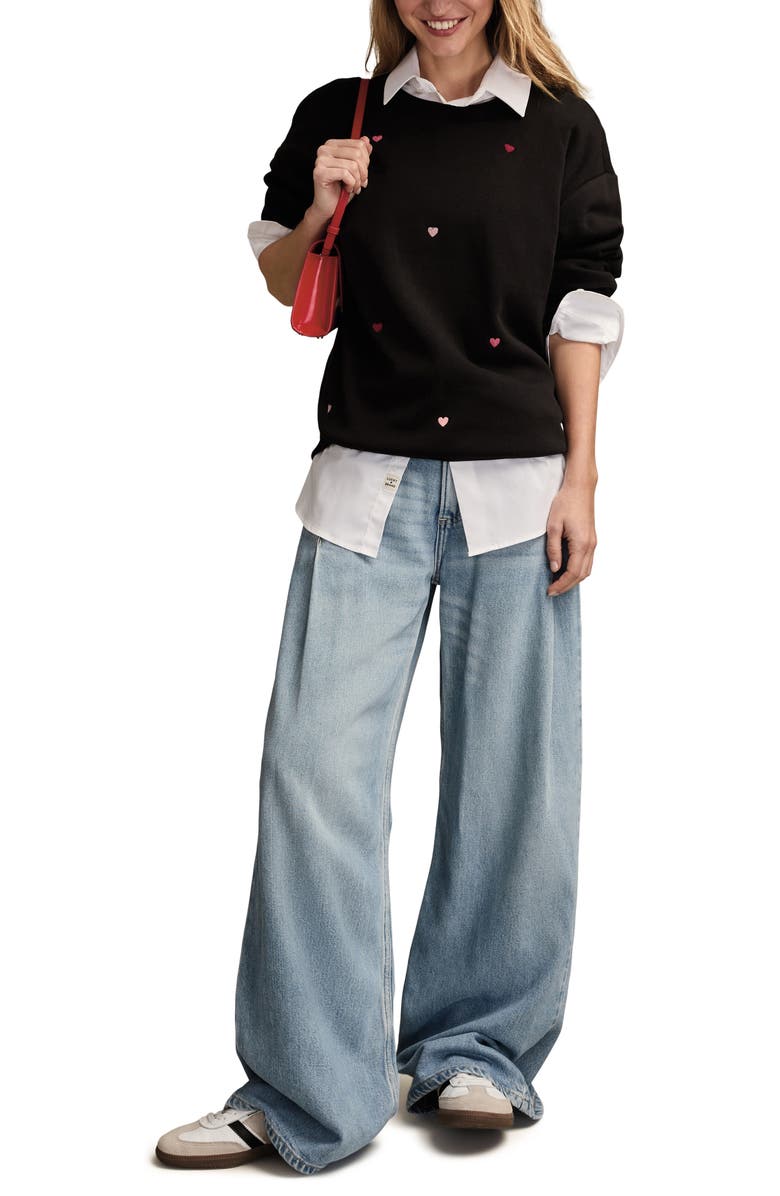 Lucky Brand Valentine Heart Crewneck Sweatshirt, Alternate, color,