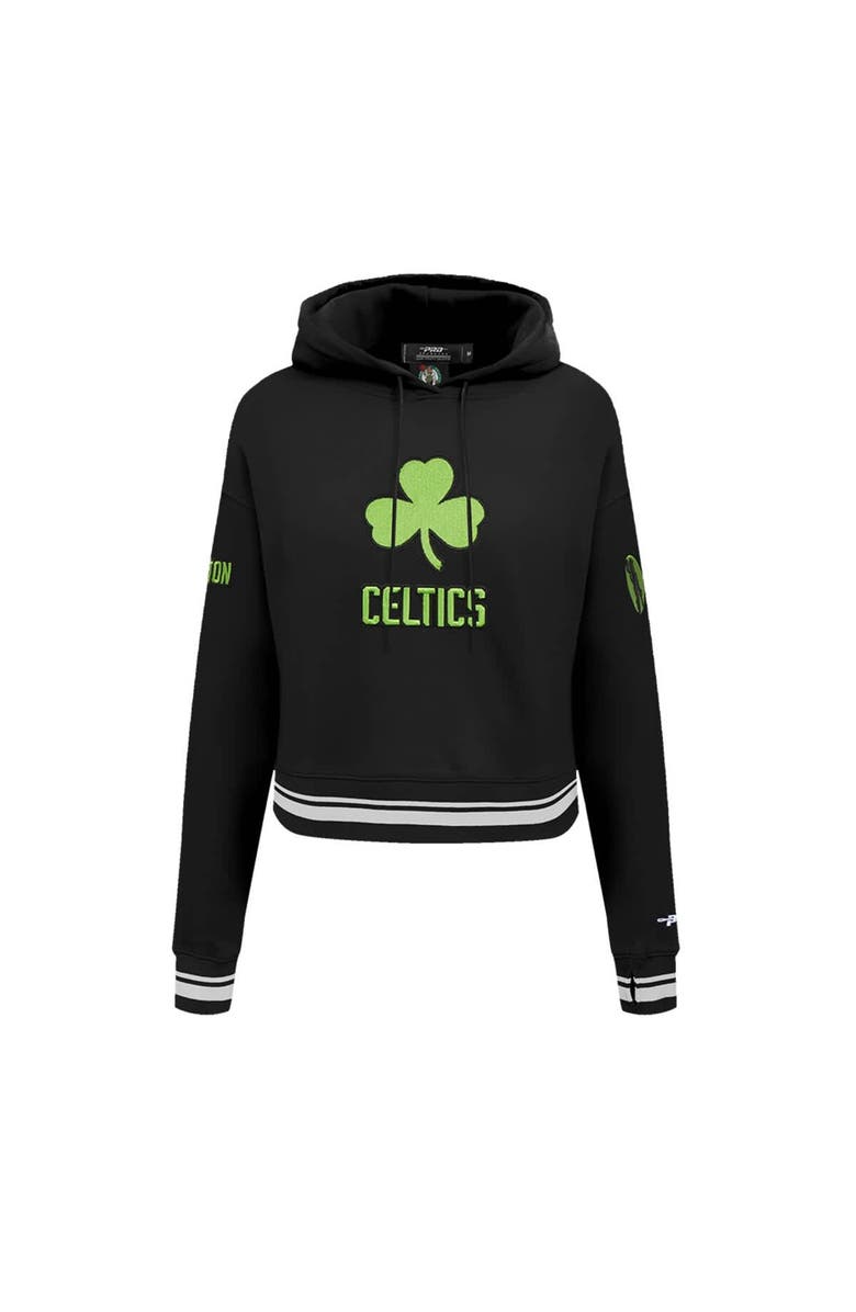 PRO STANDARD Women's Pro Standard Black Boston Celtics 2024/25 City Edition Chenille Applique Cropped Pullover Hoodie, Alternate, color, Black