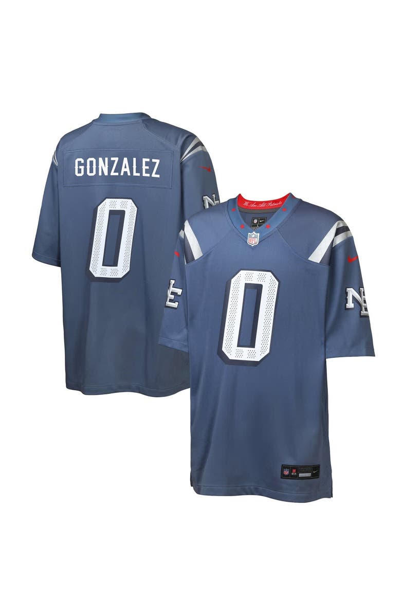 Nike Youth Nike Christian Gonzalez Storm Blue New England Patriots 2025 Rivalries Collection Game Jersey, Main, color, 