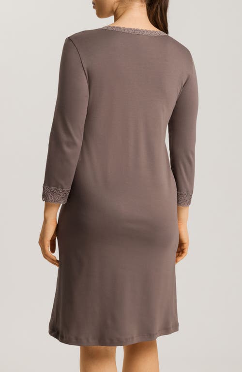 Hanro Cotton Lace Trim Nightgown In Stonewash