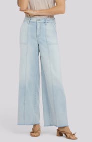 NYDJ Simone Seamed Raw Hem High Waist Wide Leg Jeans