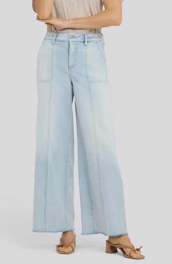 Simone Seamed Raw Hem High Waist Wide Leg Jeans