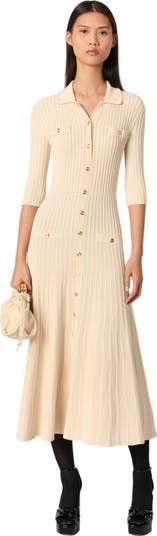 MAJE [マージ] Sequin Knit Midi Dress Sequin knit midi dress Natural For Women | Maje