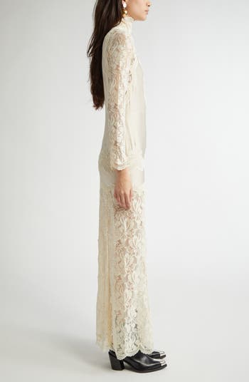 Long Sleeve Lace & Jersey Dress
