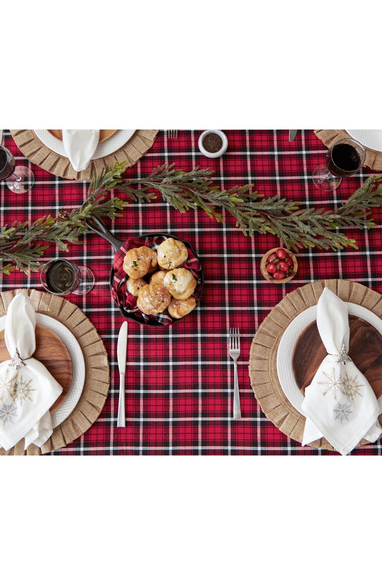Design Imports Glad Tidings Plaid Cotton Round Tablecloth, Alternate, color, Glad Tidings Plaid