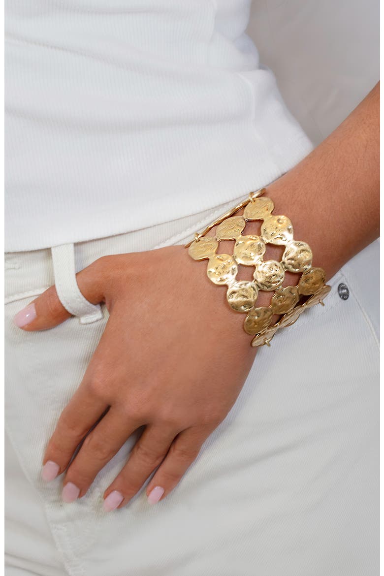 Ophelia Disc Statement Cuff, Alternate, color, GOLD