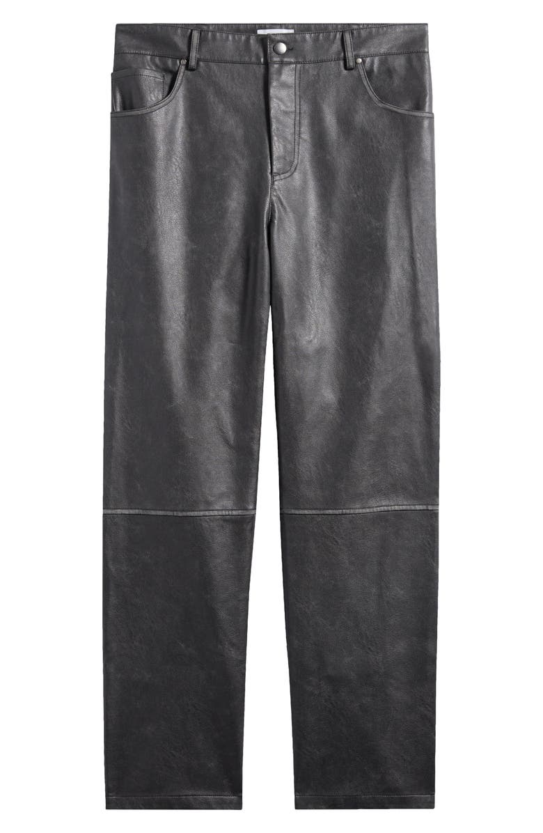Topman Distressed Imitation Leather 5-Pocket Pants, Alternate, color, 