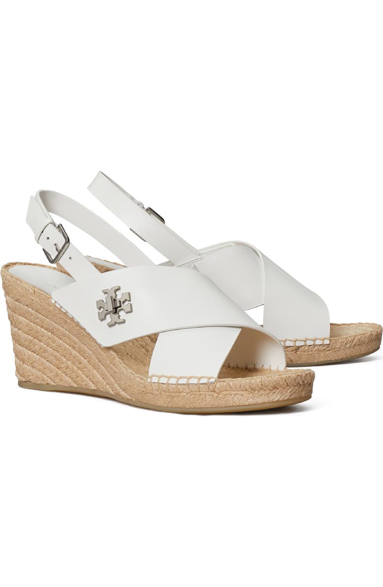 Tory Burch Turnlock Espadrille Slingback Platform Wedge Sandal, Main, color, Bianco Laredo