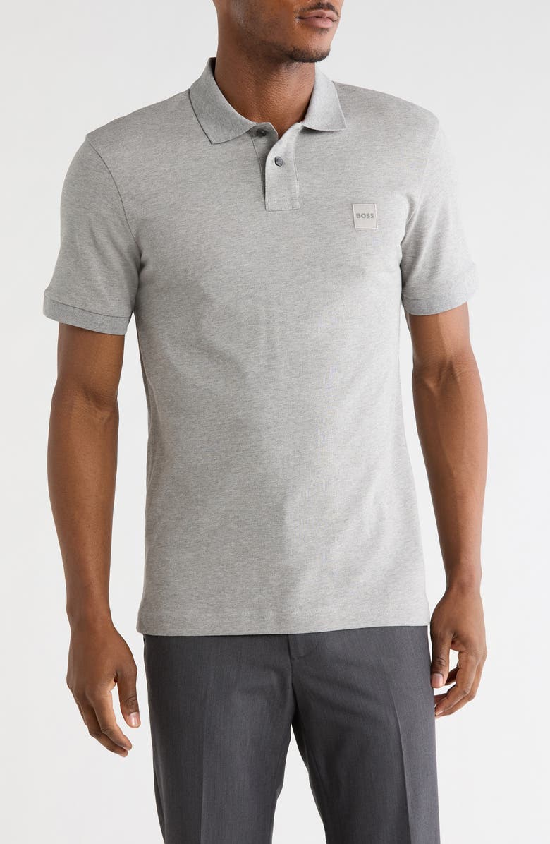 BOSS Passenger Slim Fit Cotton Polo, Main, color, Light/ Pastel Grey