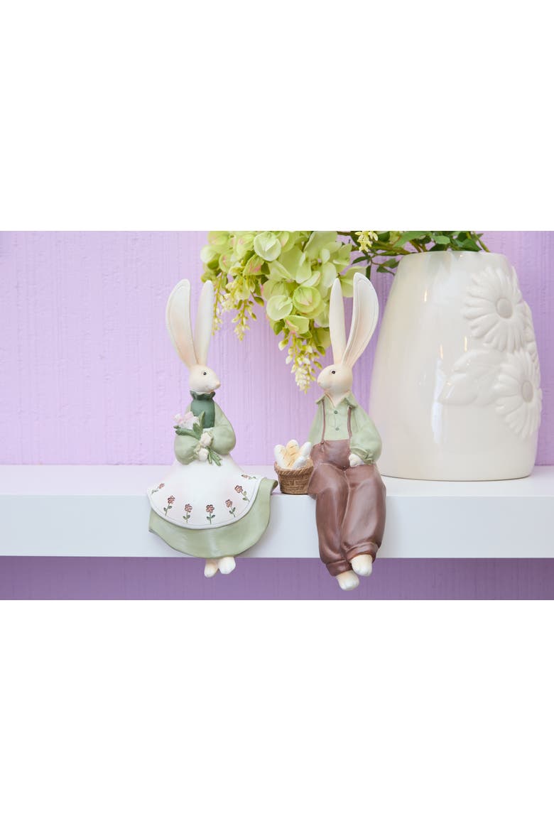 Boy And Girl Bunny Figurine A/2, Alternate, color, Brown