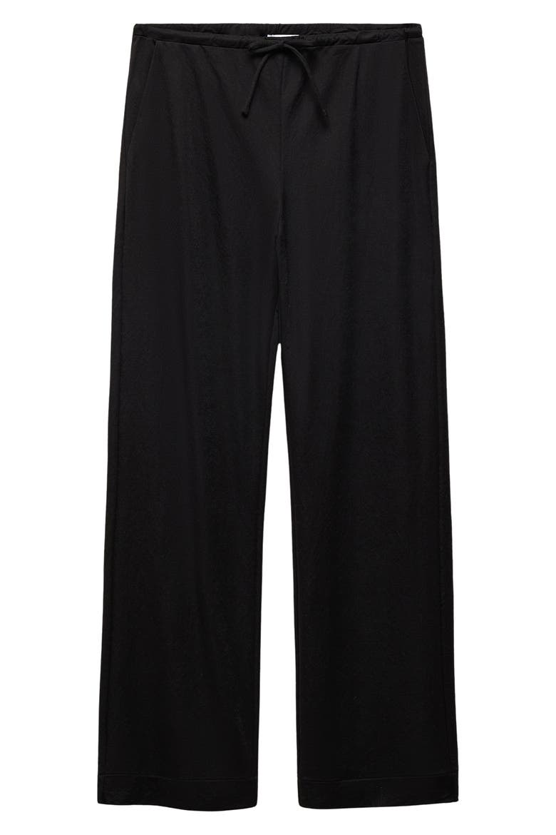 Wide Leg Drawstring Pants, Alternate, color, BLACK