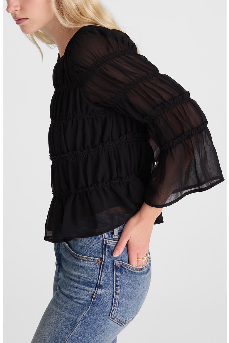 Square Neck Tiered Top, Alternate, color, JET BLACK